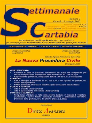 cover image of SETTIMANALE CARTABIA n. 7--Venerdì 19.5.2023
